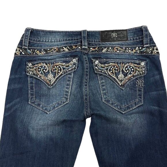 Miss Me Signature Boot Embroidered Rhinestone Jean 27x34 - Picture 4 of 11